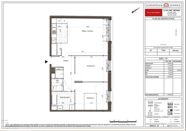 Appartement F3 à vendre - 3 pièces - 63.28 m2 - LE BLANC MESNIL - 93 - ILE-DE-FRANCE - Century 21 Wilson Immobilier
