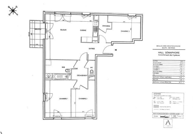 Appartement F4 à louer - 4 pièces - 79.39 m2 - SEVRAN - 93 - ILE-DE-FRANCE - Century 21 Wilson Immobilier